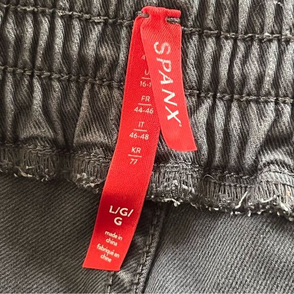 SPANX Canvas Cargo Jogger Pants Gray Camo Size Large Pull-On Utility Jogger - Picture 7 of 8